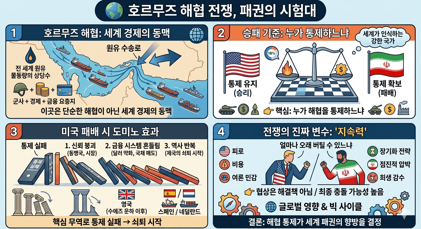 It All Comes Down to Who Controls the Strait of Hormuz: The Final Battle 내용을 설명하는 본문 이미지