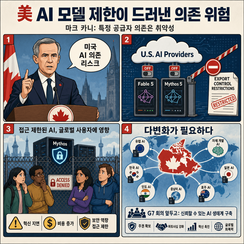 Canadian Prime Minister Mark Carney warns U.S. restrictions on new Anthropic AI models show danger of relying too much on American providers