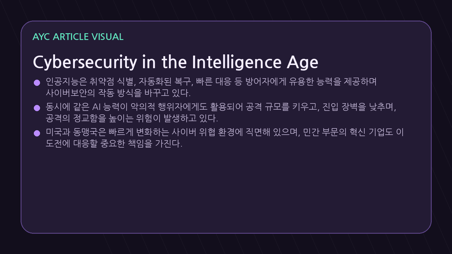 Cybersecurity in the Intelligence Age