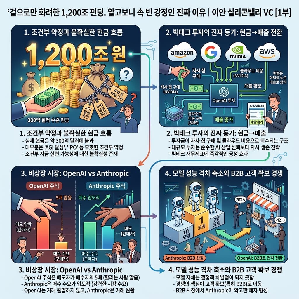 겉으로만 화려한 1,200조 펀딩. 알고보니 속 빈 강정인 진짜 이유ㅣ이안 실리콘밸리 VC [1부]의 핵심 내용을 4단계로 요약한 인포그래픽