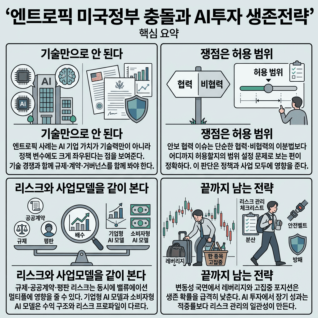 트럼프 ''사용중단'' 지시" 이후 앤트로픽 클로드 먹통… 우연인가, ''국방부 최후통첩''의 여파인가의 핵심 내용을 4단계로 요약한 인포그래픽