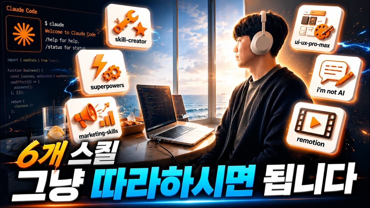 클로드 코드 스킬 수십 개 깔아봤는데, 진짜 남은 건 6개입니다