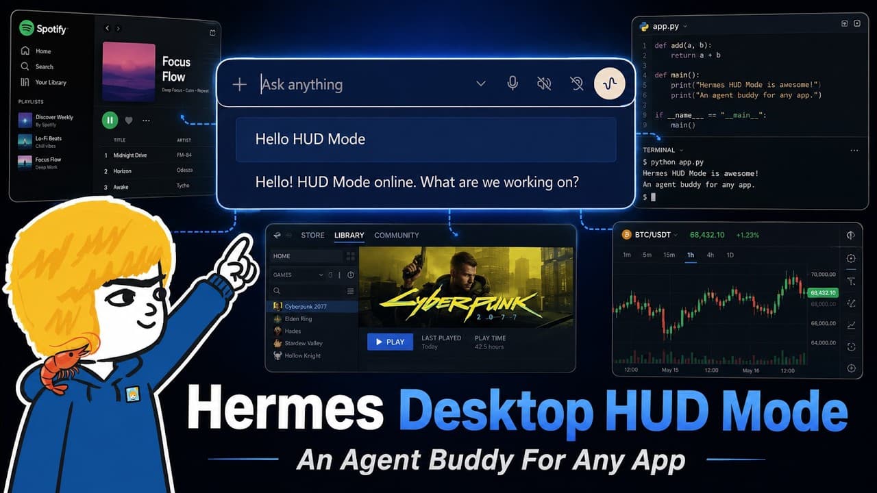 Hermes Desktop HUD Mode: An Agent Buddy For Any App