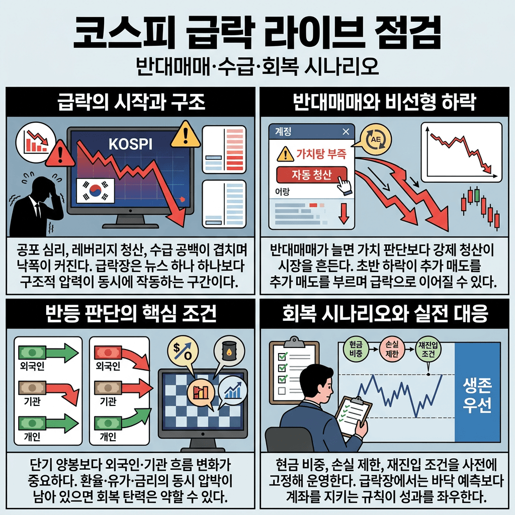 코스피 -11%, 코스닥 -13% 심란하신 분들 모두 들어오세요의 핵심 내용을 4단계로 요약한 인포그래픽
