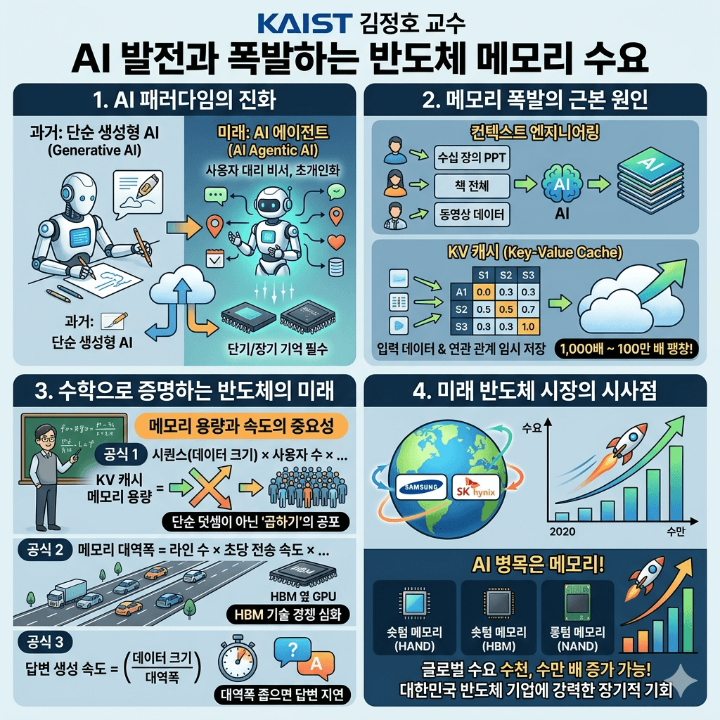 [진짜 수학,AI 4편] 구글은 틀렸습니다, 메모리 수만배 필요합니다 (KAIST 전자및전기공학부 김정호 교수) 내용을 설명하는 본문 이미지
