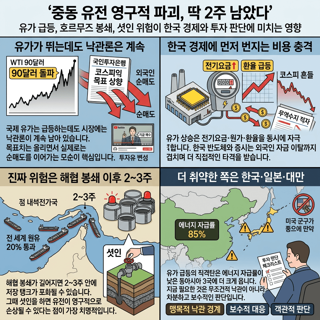 중동 유전 영구적 파괴, 딱 2주 남았다 (박종훈의 지식한방)의 핵심 내용을 4단계로 요약한 인포그래픽