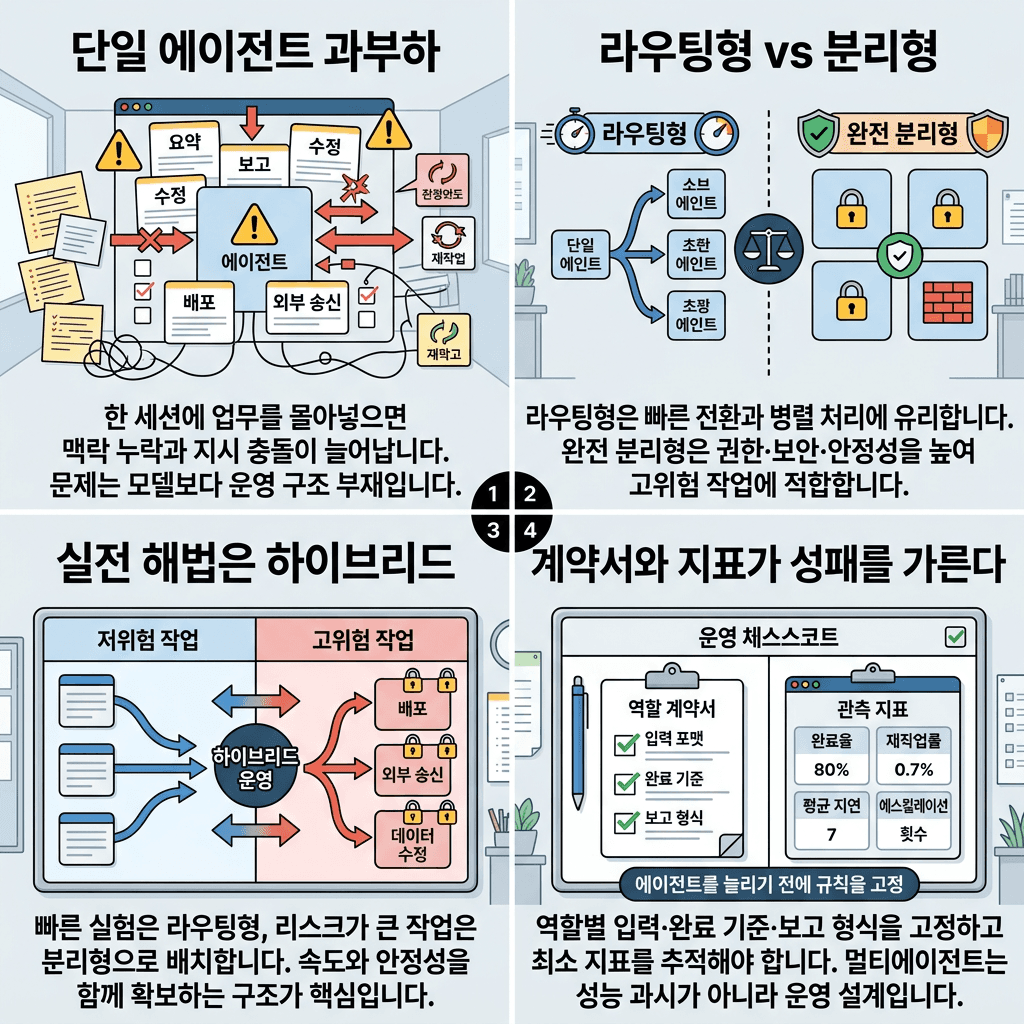 This Openclaw Trick Makes Single Agents Obsolete의 핵심 내용을 4단계로 요약한 인포그래픽