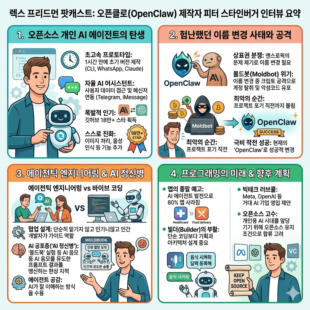 OpenClaw: The Viral AI Agent that Broke the Internet - Peter Steinberger 내용을 설명하는 본문 이미지