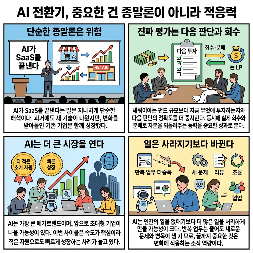 Sequoia''s Alfred Lin: $10T Companies Are Coming의 핵심 내용을 4단계로 요약한 인포그래픽