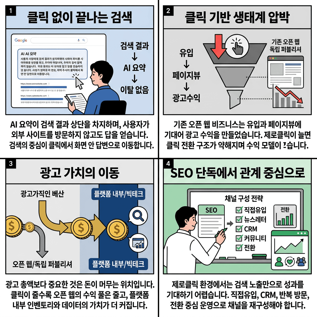 구글이 설계한 ''디지털 감옥'' 웹사이트 93%가 죽는다ㅣ쇼미더 연수르의 핵심 내용을 4단계로 요약한 인포그래픽
