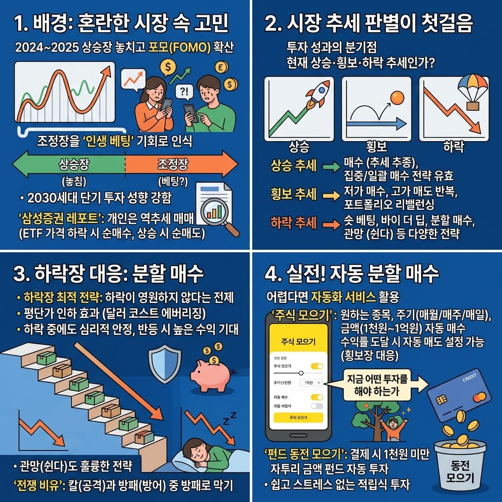 지금은 어떤 투자를 해야 하는가의 핵심 내용을 4단계로 요약한 인포그래픽