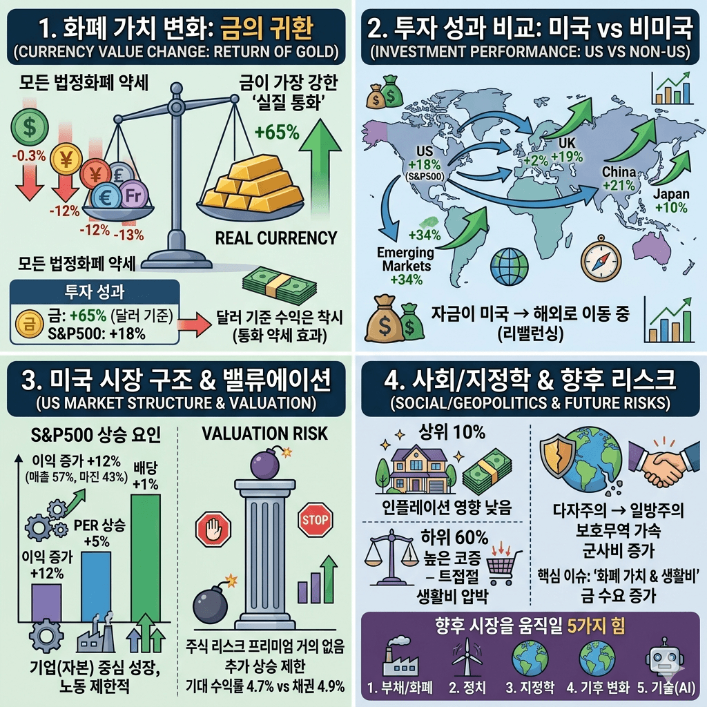 Ray Dalio: 2025년 시장 회고와 빅사이클 관점 내용을 설명하는 본문 이미지