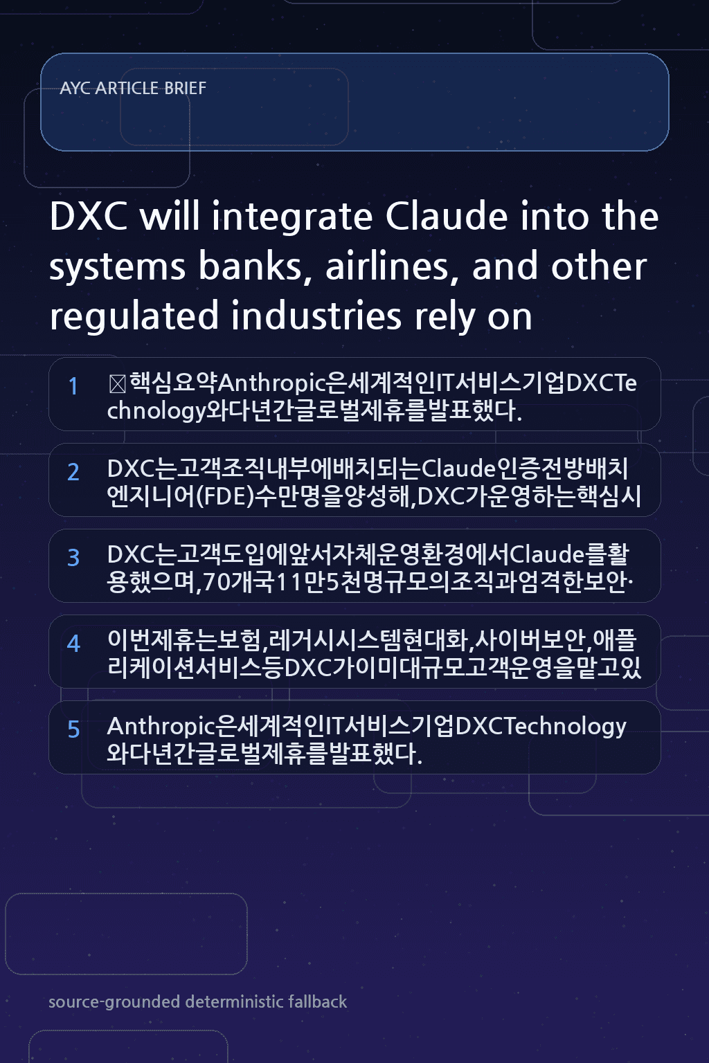 DXC will integrate Claude into the systems banks, airlines, and other regulated industries rely on