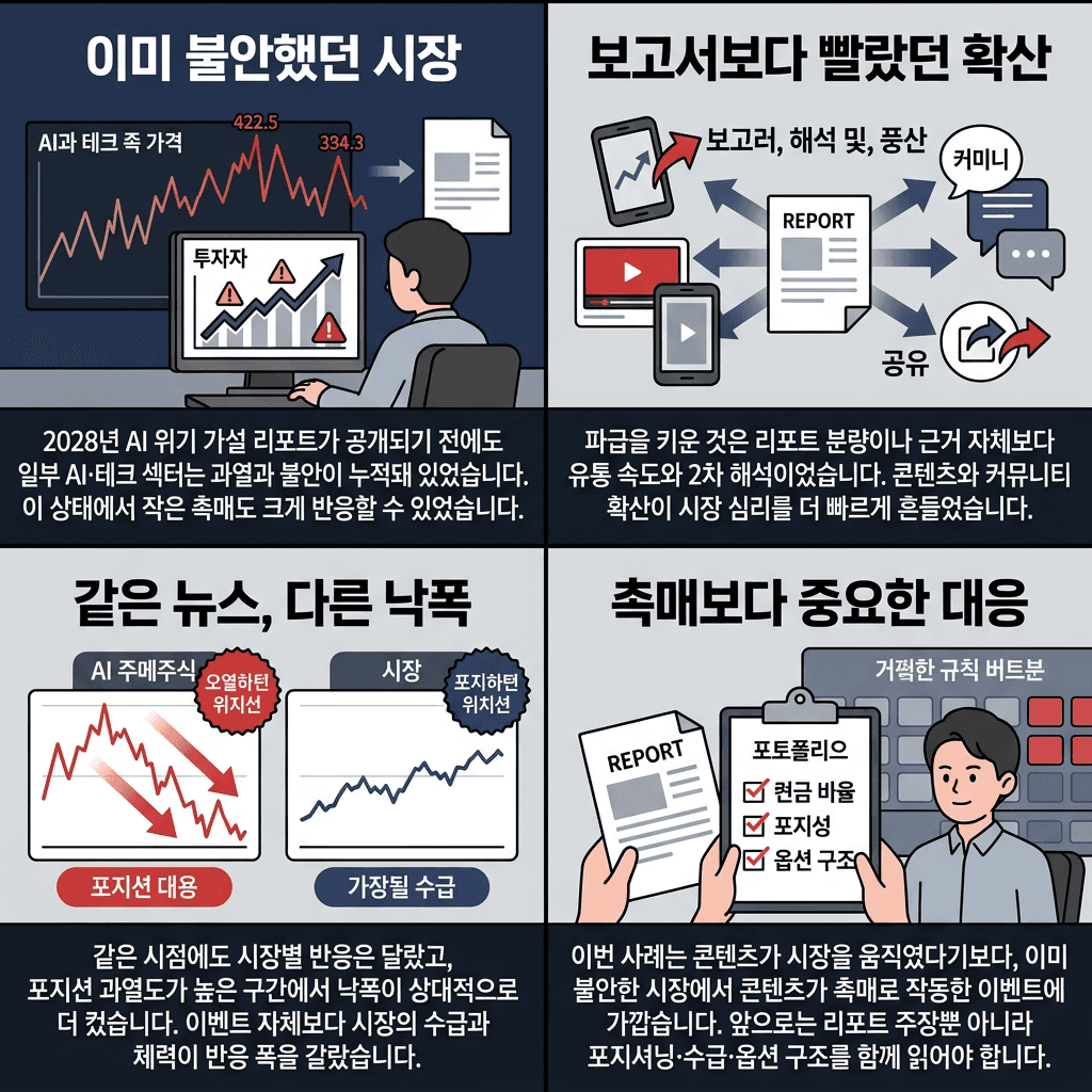 나스닥을 뒤흔든 어느 시나리오 보고서의 핵심 내용을 4단계로 요약한 인포그래픽