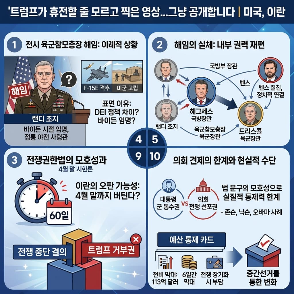 트럼프가 휴전할 줄 모르고 찍은 영상...그냥 공개합니다의 핵심 내용을 4단계로 요약한 인포그래픽
