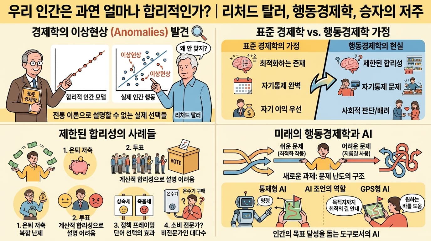 우리 인간은 과연 얼마나 합리적인가?의 핵심 내용을 4단계로 요약한 인포그래픽