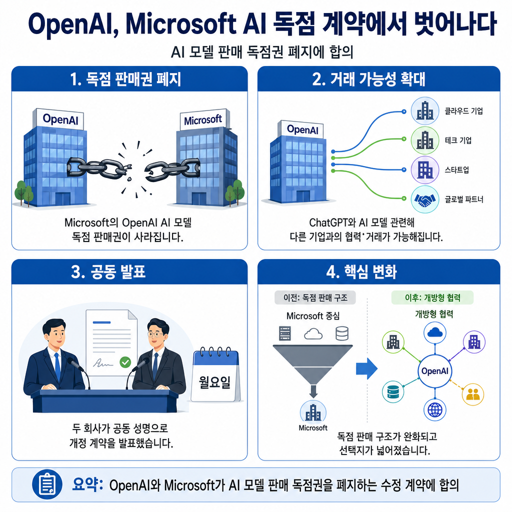 Microsoft to Stop Sharing Revenue With Main AI Partner OpenAI 내용을 설명하는 본문 이미지