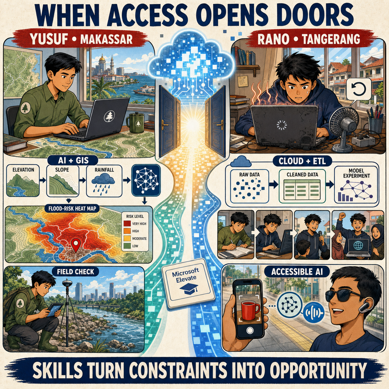 When Access Opens Doors: How Two Young Indonesians Are Building Digital Careers Through AI and Cloud - Source Asia 내용을 설명하는 본문 이미지