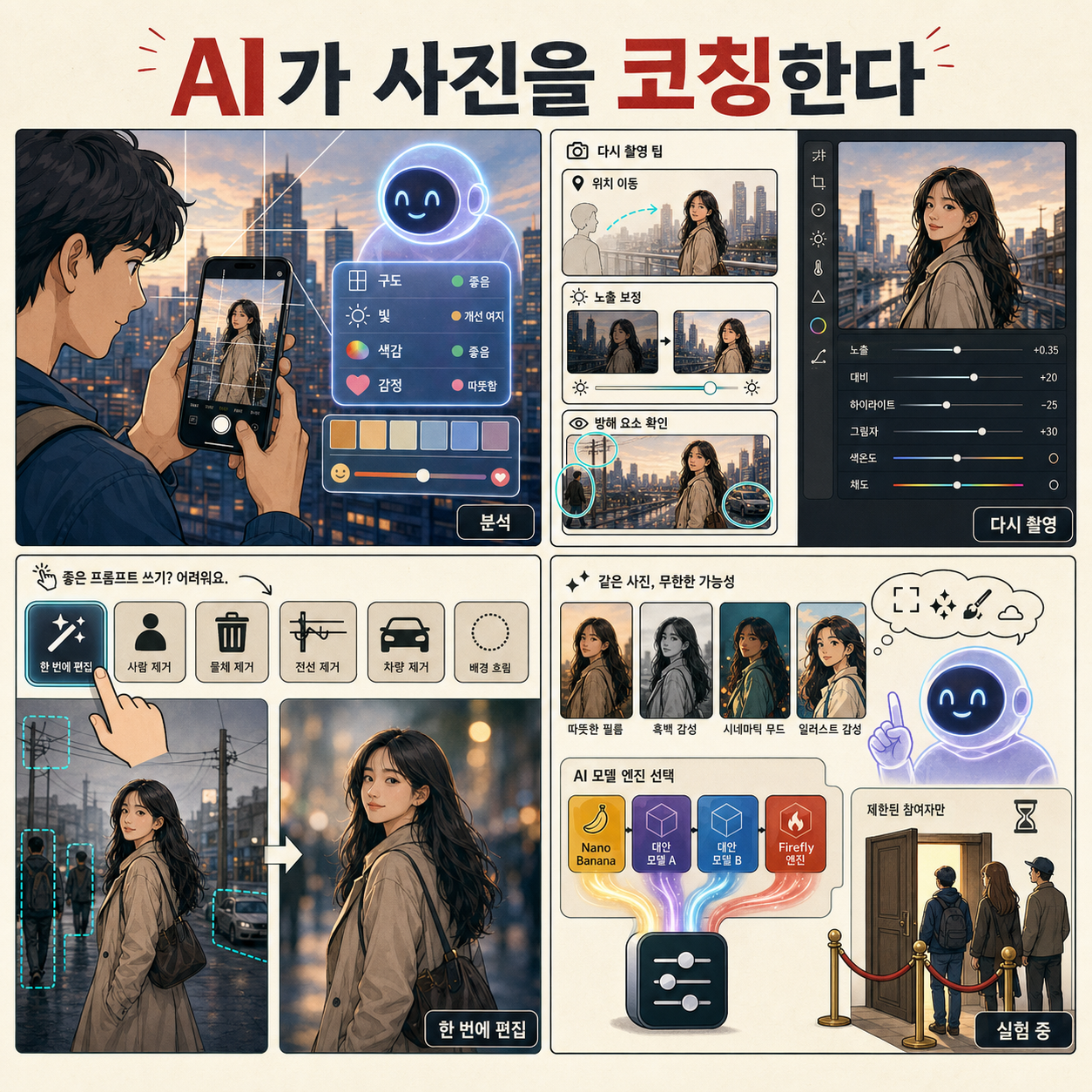 Adobe camera app's new feature will critique your photos using AI 내용을 설명하는 본문 이미지