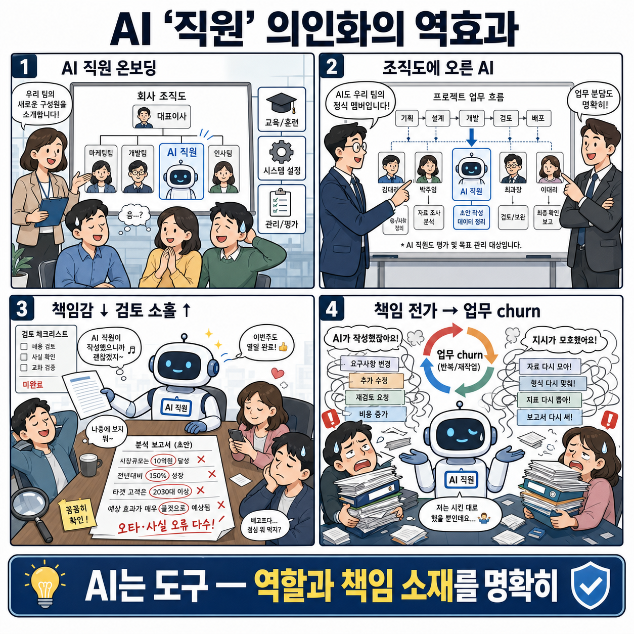 Adding AI 'employees' is backfiring by creating new office scapegoats and making human workers sloppier and lazier 내용을 설명하는 본문 이미지