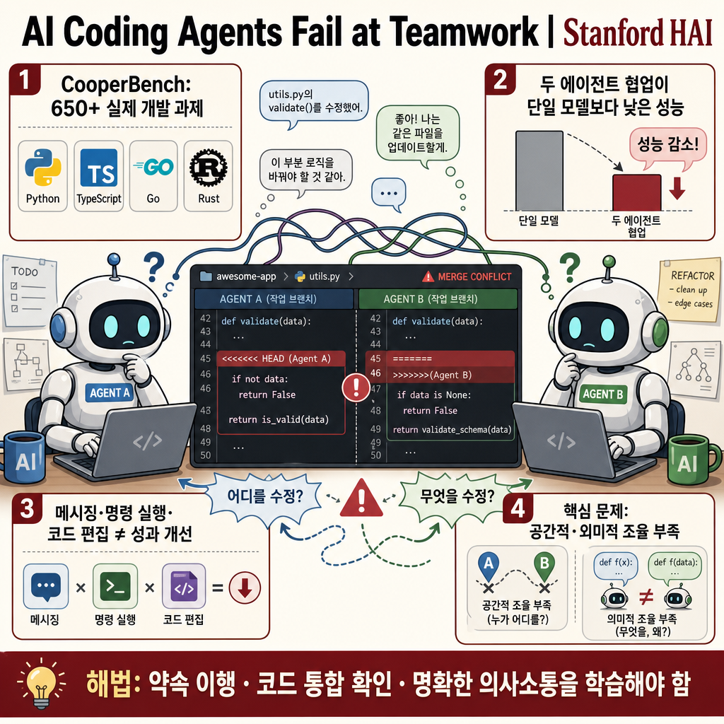 AI Coding Agents Fail at Teamwork 내용을 설명하는 본문 이미지