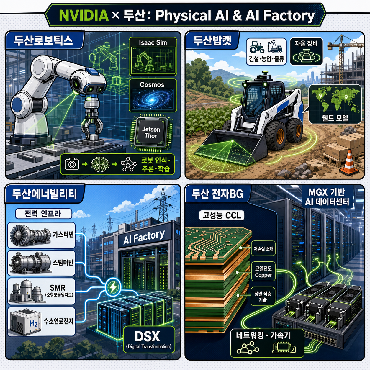 NVIDIA and Doosan Group Collaborate to Advance Physical AI and AI Factory Infrastructure 내용을 설명하는 본문 이미지
