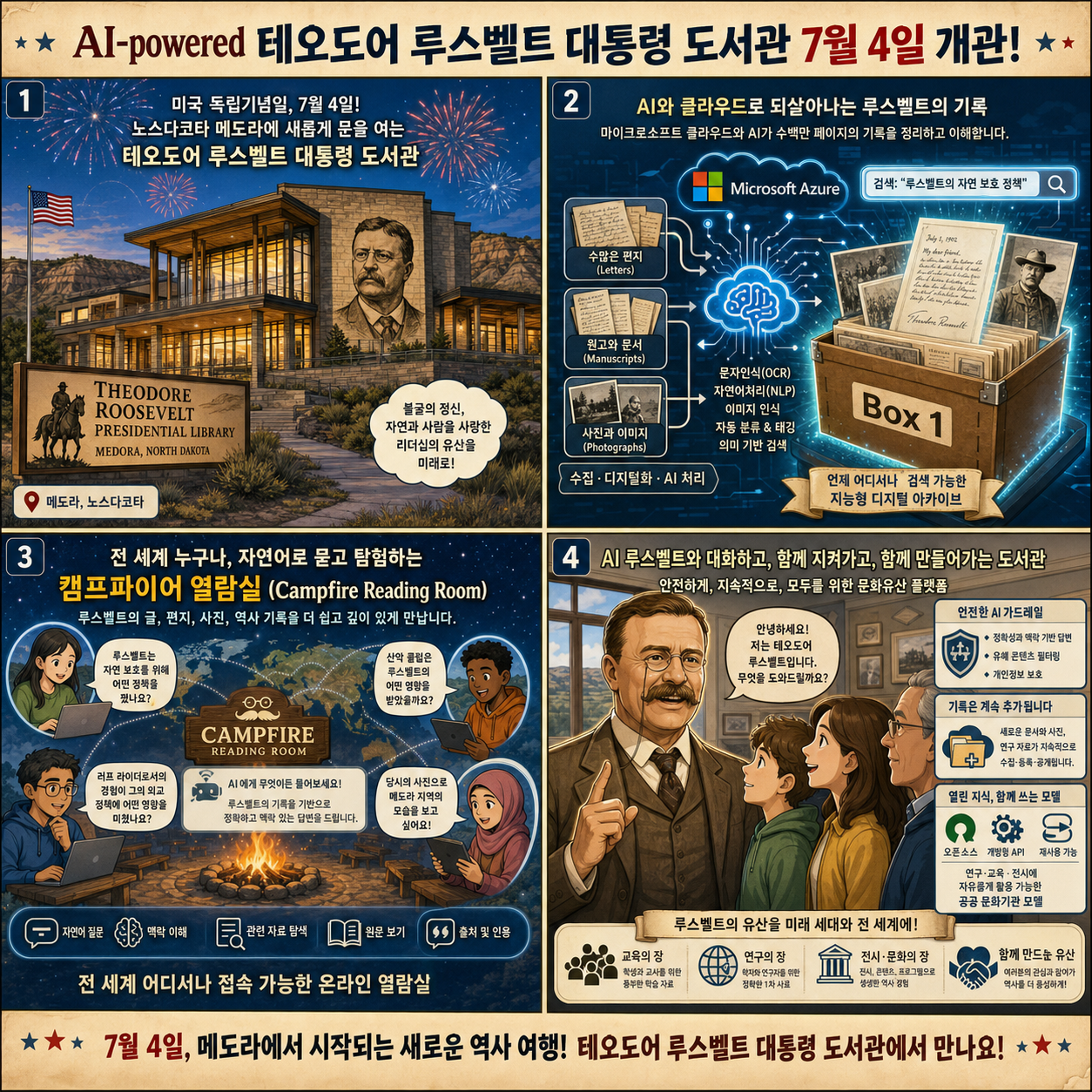AI-powered Theodore Roosevelt Presidential Library opens July 4 내용을 설명하는 본문 이미지