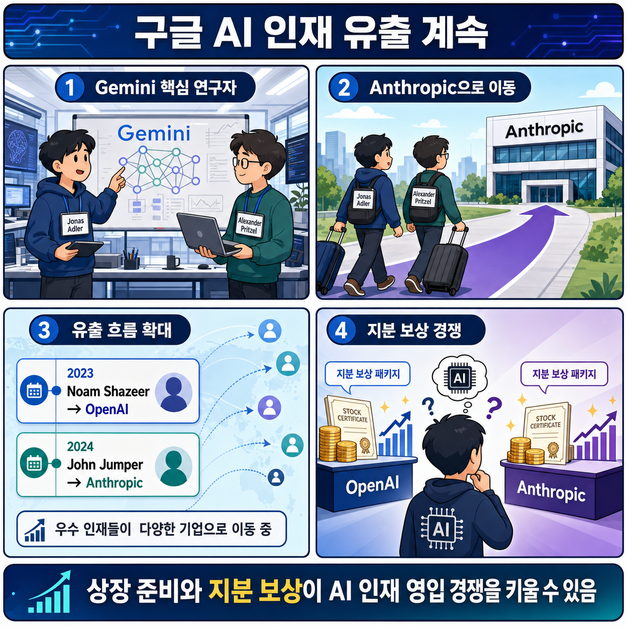 AI researchers continue to leave Google for its rivals 내용을 설명하는 본문 이미지
