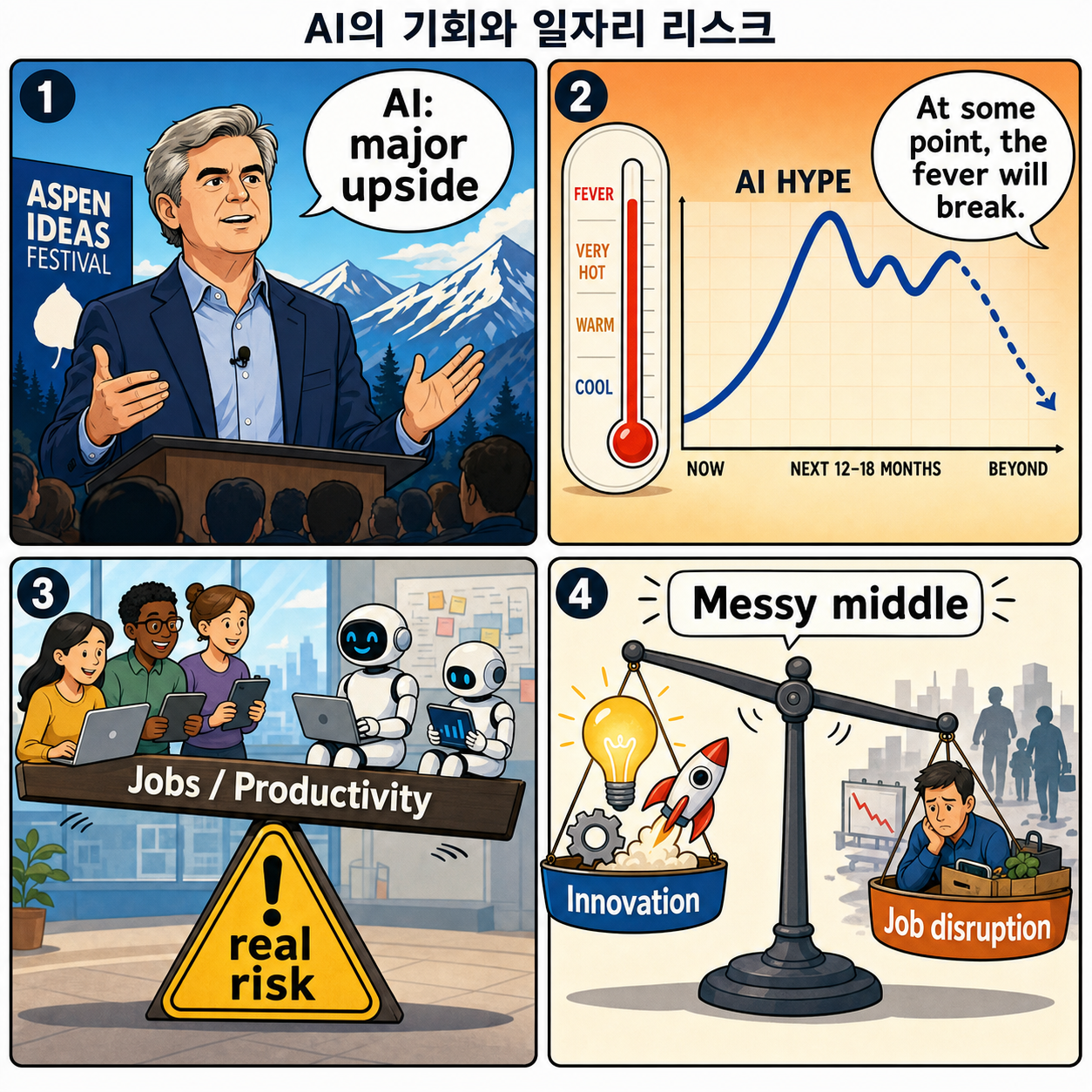AOL cofounder Steve Case on AI— major upside, real risk, and ‘probably a net negative’ for jobs 내용을 설명하는 본문 이미지