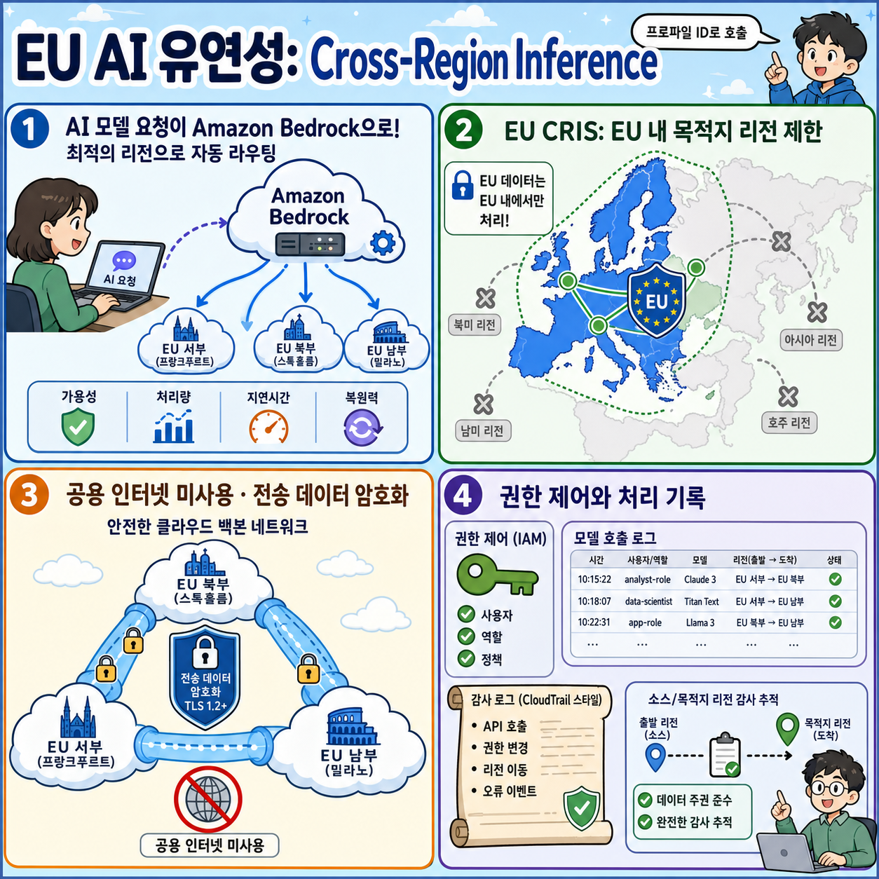 Unlocking AI flexibility in Europe: A guide to cross-region inference for EU data processing and model access 내용을 설명하는 본문 이미지