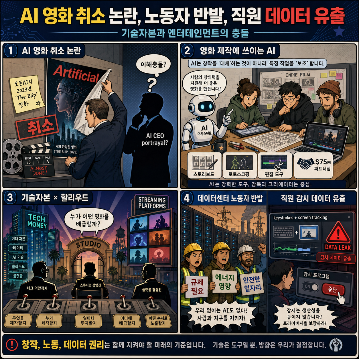 Why Amazon Dropped Its OpenAI Movie, Data Center Workers Fight Back, and Meta Leaks Employee Data 내용을 설명하는 본문 이미지