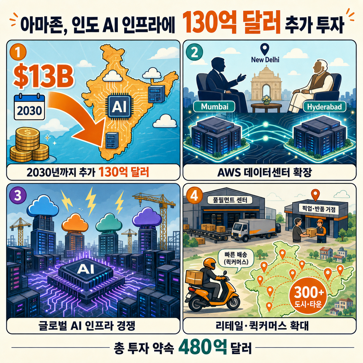 Amazon ups India bet with fresh $13B AI infrastructure investment 내용을 설명하는 본문 이미지