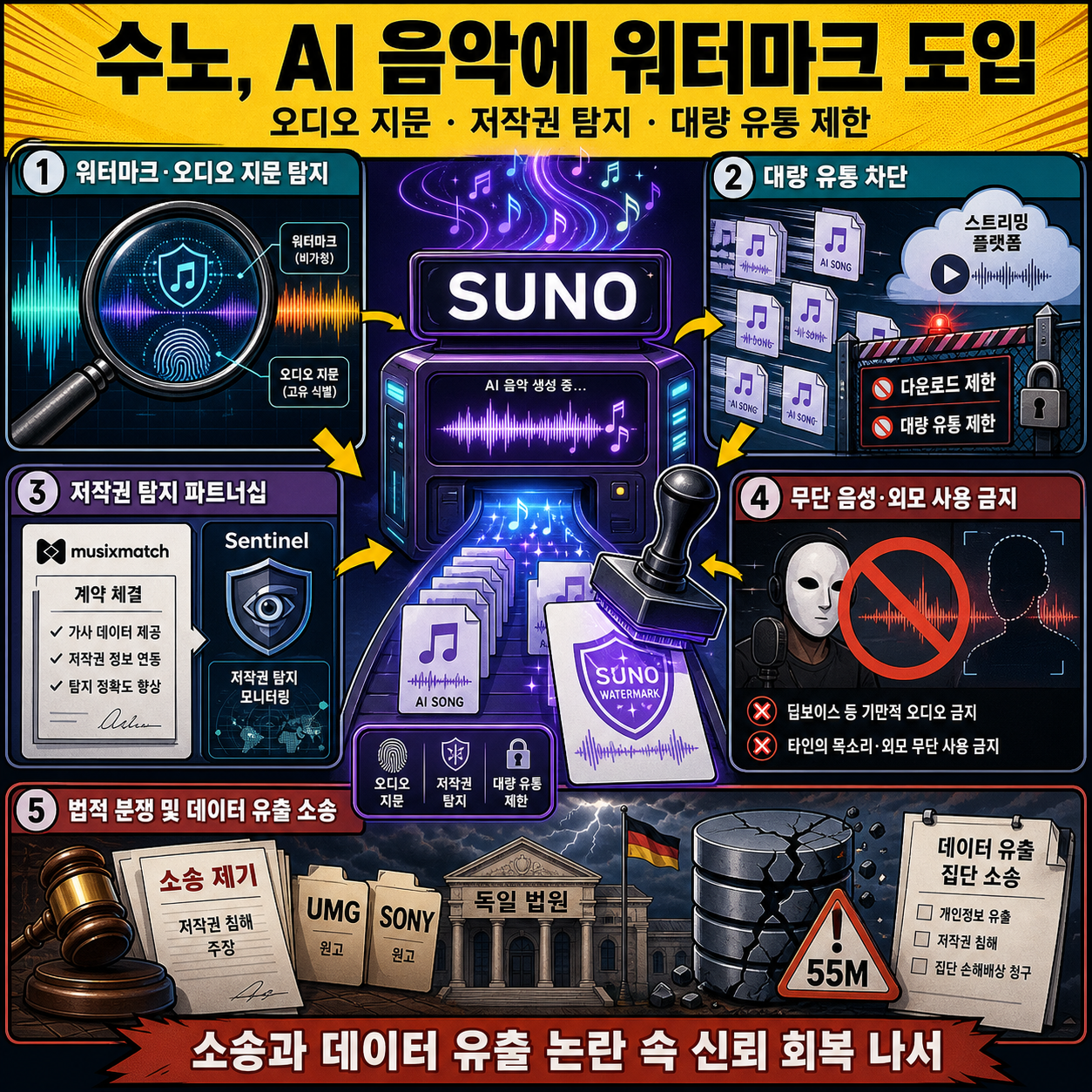 Amid legal battles, Suno says it will start watermarking songs 내용을 설명하는 본문 이미지