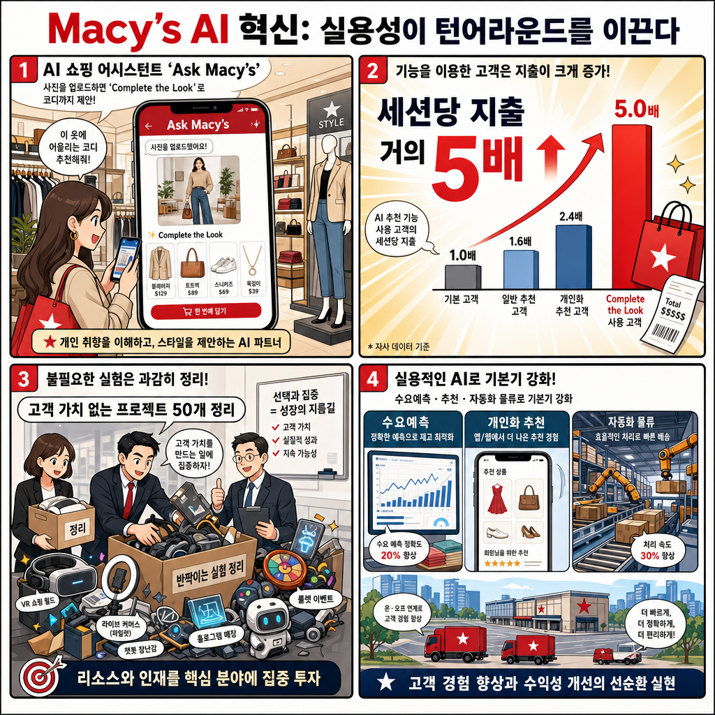 An AI overhaul at Macy's is fueling the 168-year-old retailer's turnaround 내용을 설명하는 본문 이미지