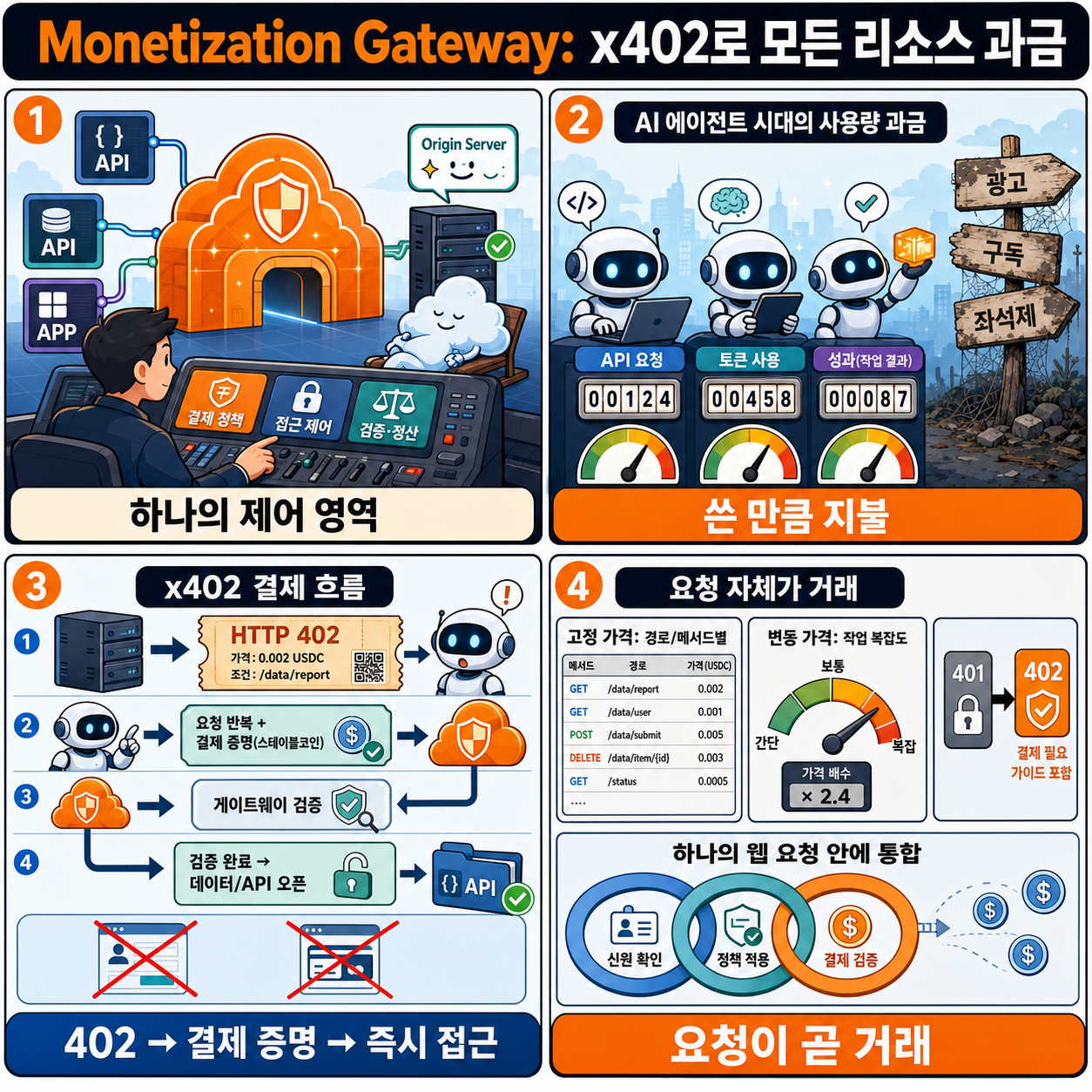 Announcing the Monetization Gateway: charge for any resource behind Cloudflare via x402 내용을 설명하는 본문 이미지