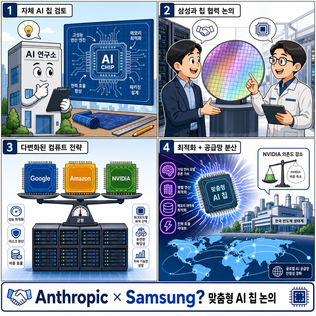 Anthropic is discussing a new custom chip with Samsung 내용을 설명하는 본문 이미지