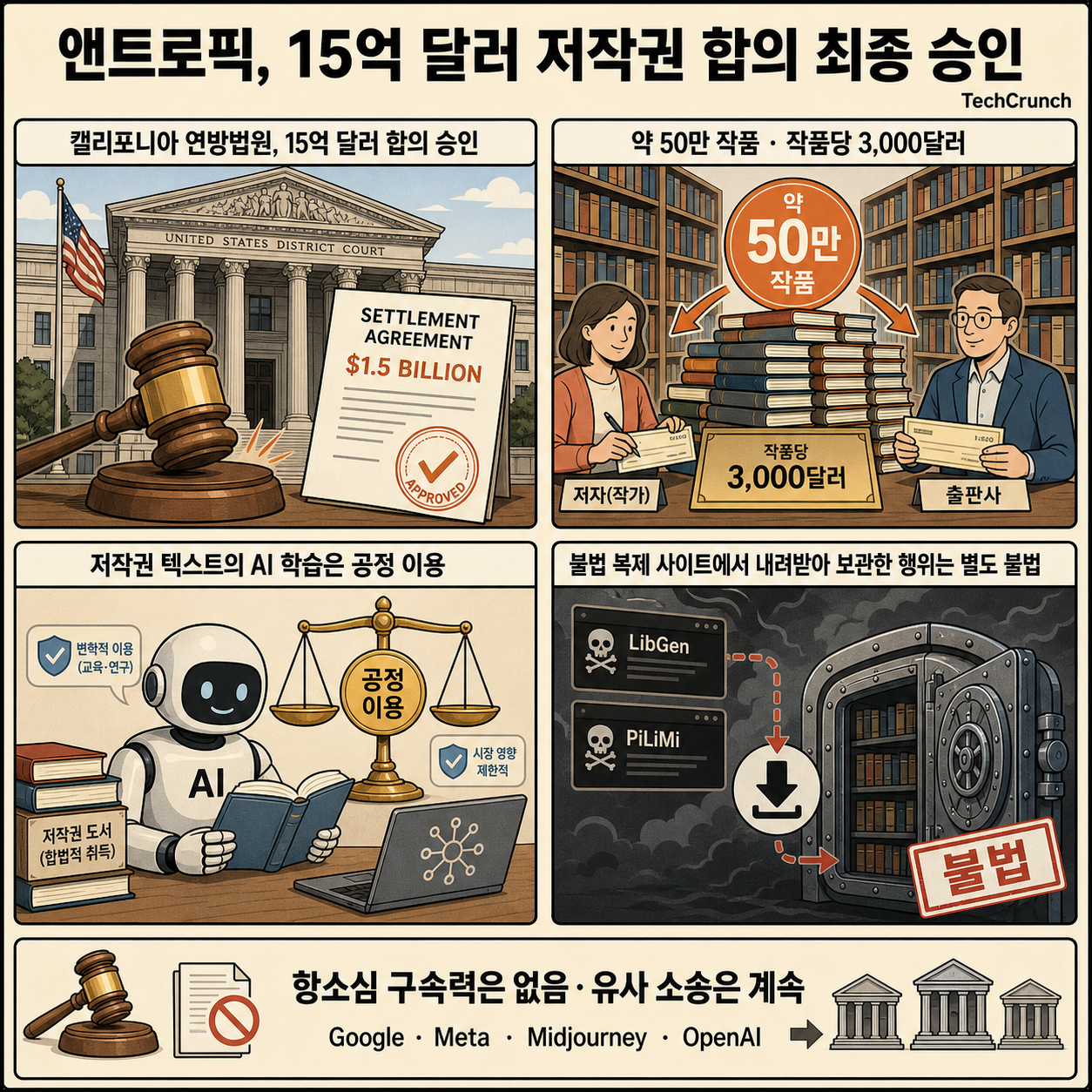 Anthropic's landmark $1.5B copyright settlement is approved 내용을 설명하는 본문 이미지