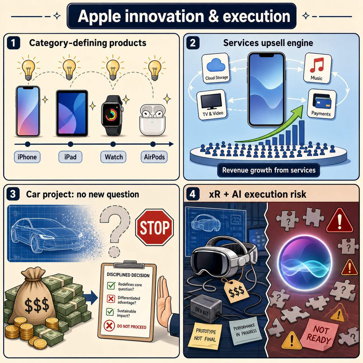 Apple innovation and execution — Benedict Evans 내용을 설명하는 본문 이미지
