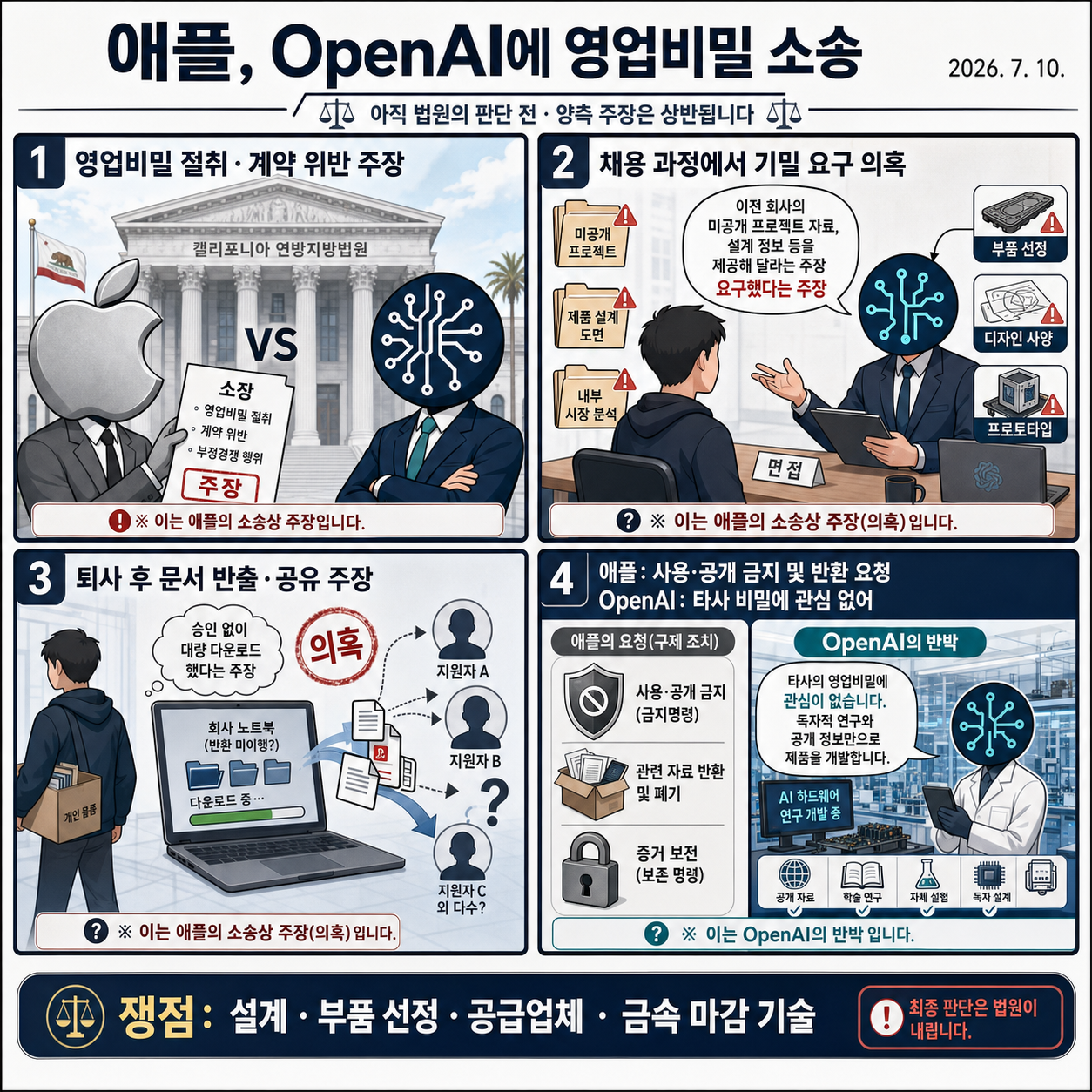 Apple sues OpenAI over alleged trade secret theft 내용을 설명하는 본문 이미지