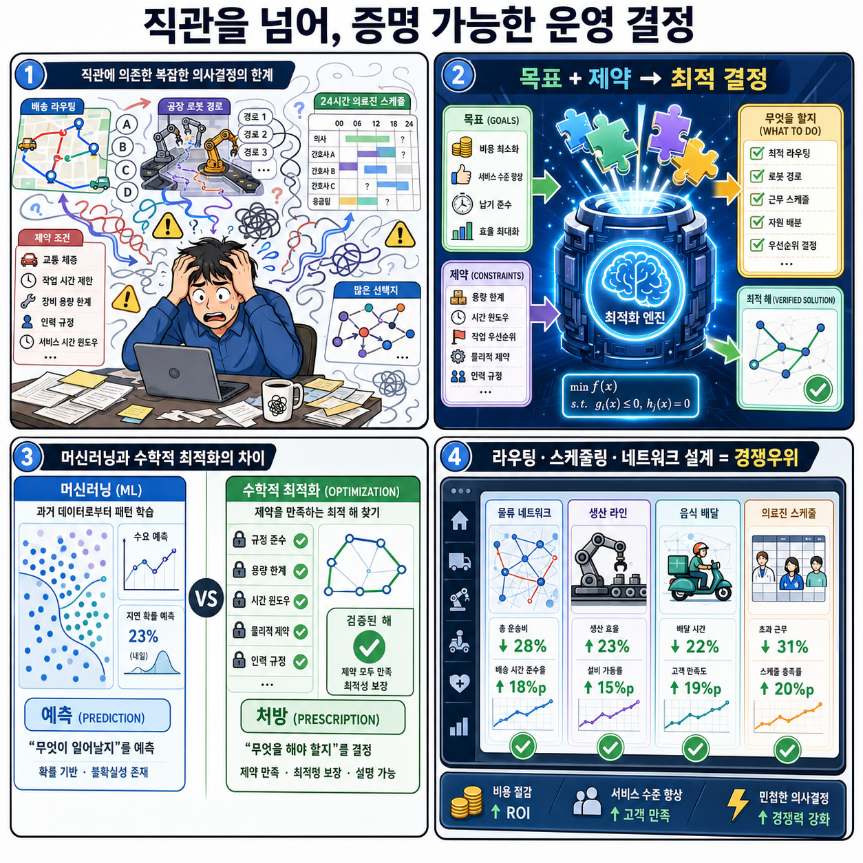 Better decisions at scale: How mathematical optimization delivers where intuition fails 내용을 설명하는 본문 이미지
