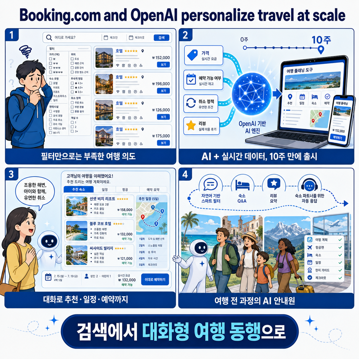 Booking.com and OpenAI personalize travel at scale 내용을 설명하는 본문 이미지