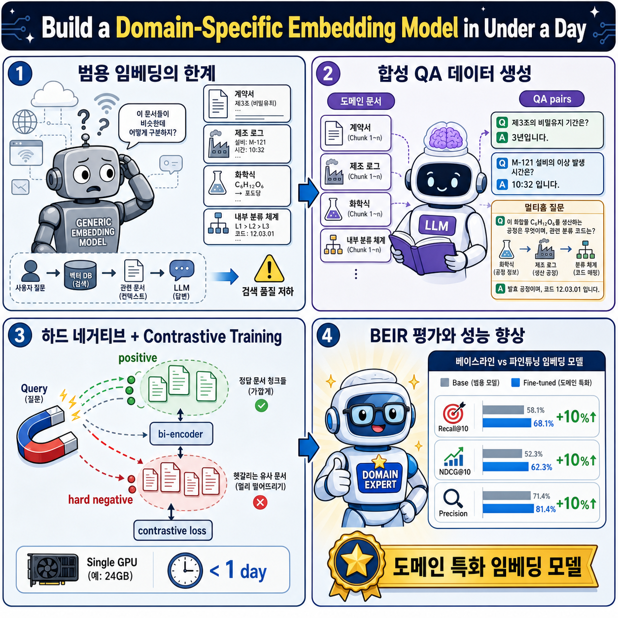 Build a Domain-Specific Embedding Model in Under a Day 내용을 설명하는 본문 이미지