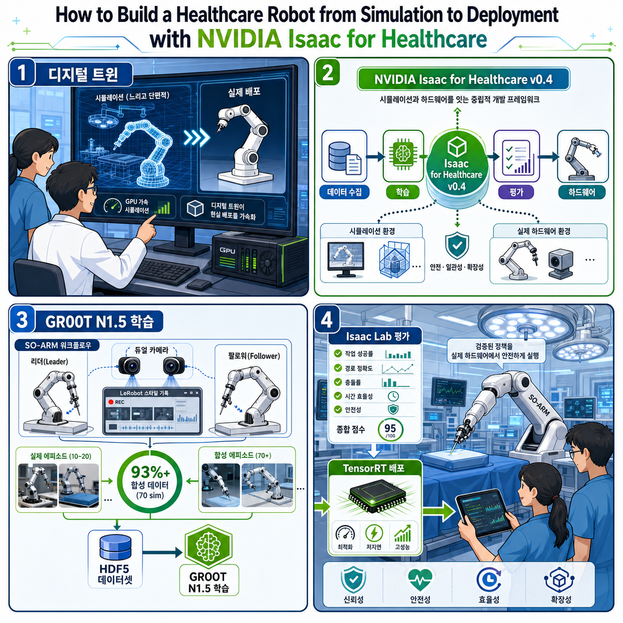 How to Build a Healthcare Robot from Simulation to Deployment with NVIDIA Isaac for Healthcare 내용을 설명하는 본문 이미지
