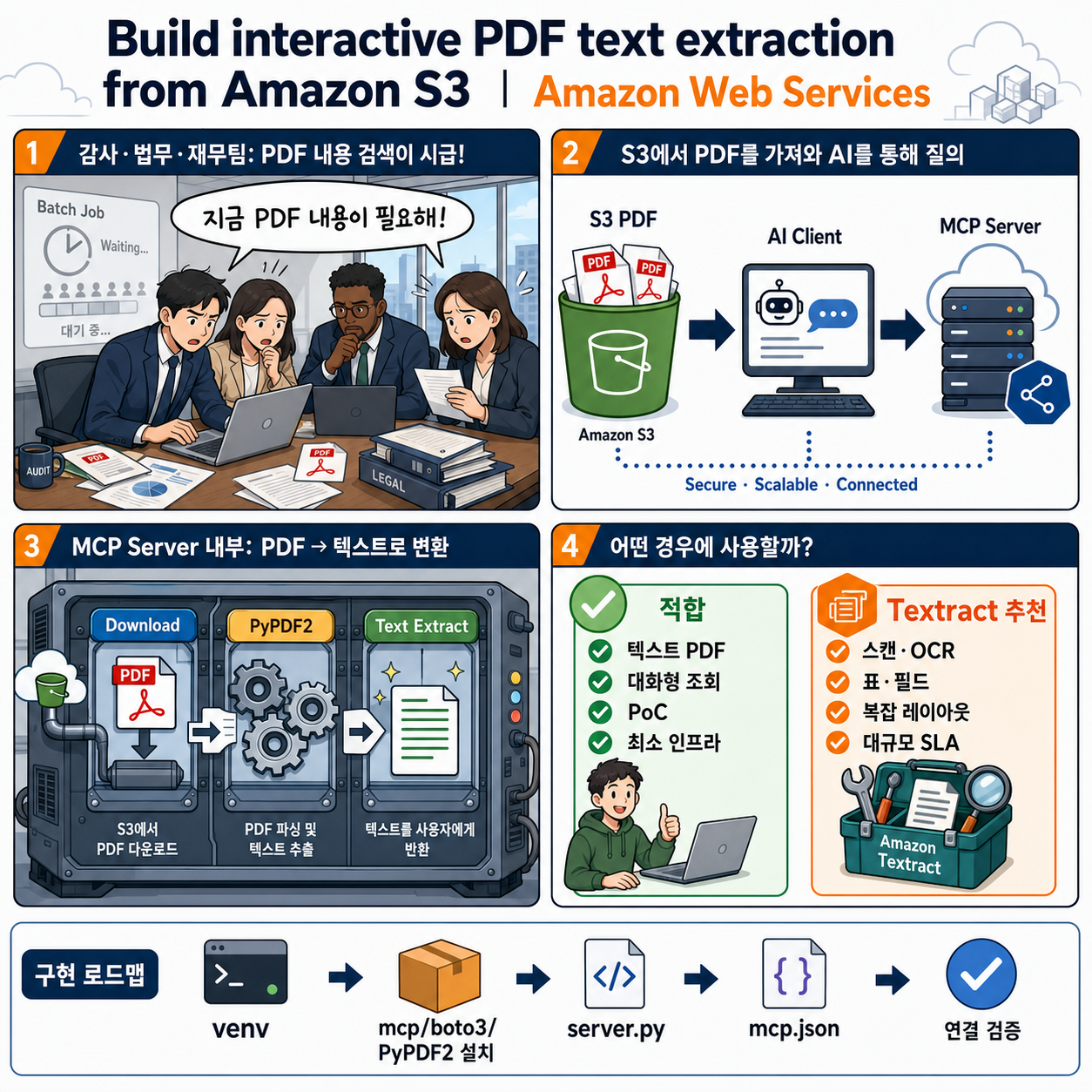 Build interactive PDF text extraction from Amazon S3 내용을 설명하는 본문 이미지