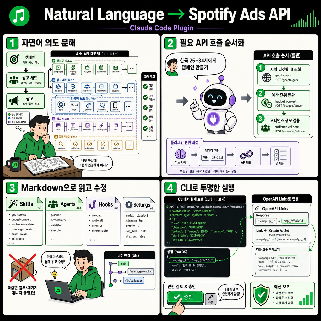 Building a Natural Language Interface to the Spotify Ads API with Claude Code Plugins 내용을 설명하는 본문 이미지