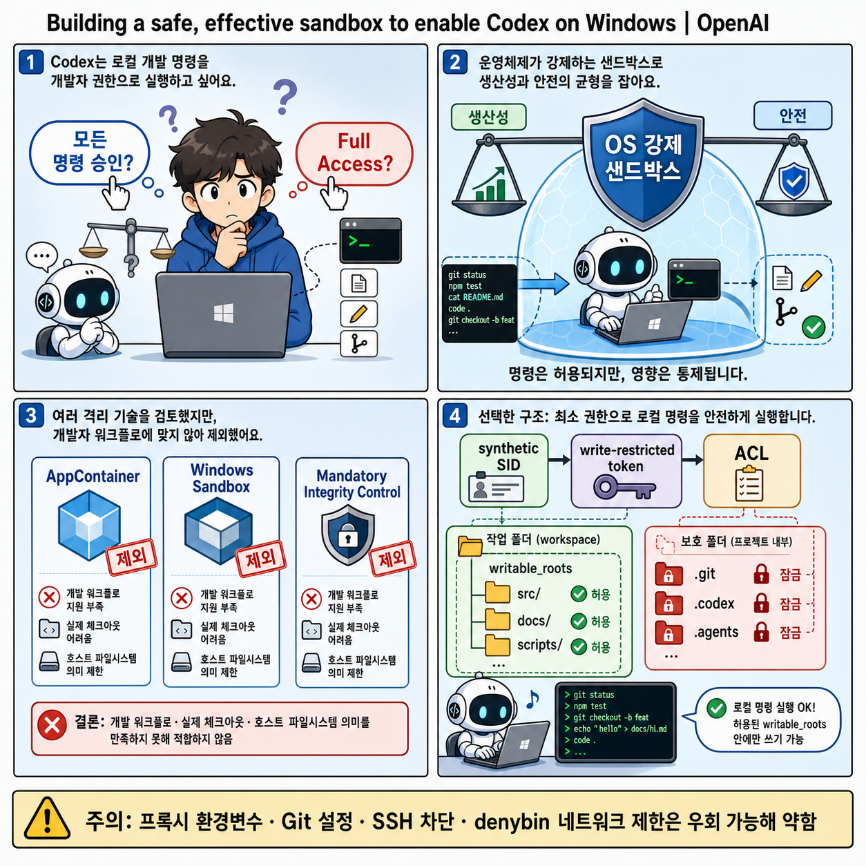 Building a safe, effective sandbox to enable Codex on Windows 내용을 설명하는 본문 이미지
