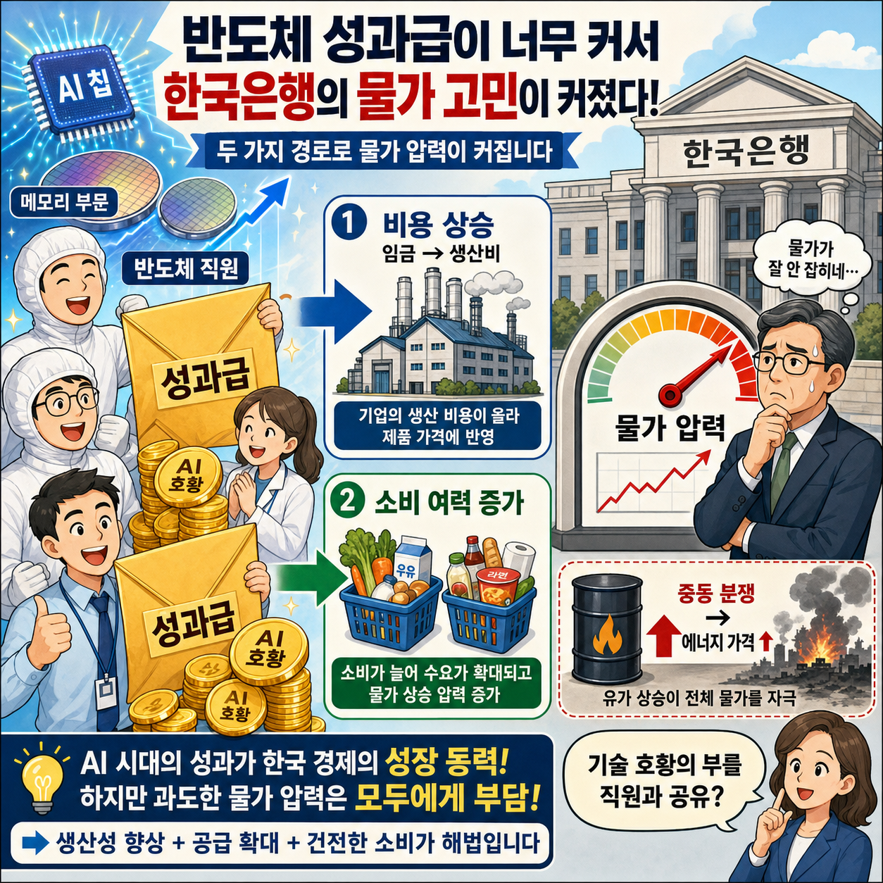 South Korean chipmakers are being paid such massive bonuses it’s becoming an inflation problem for the central bank 내용을 설명하는 본문 이미지