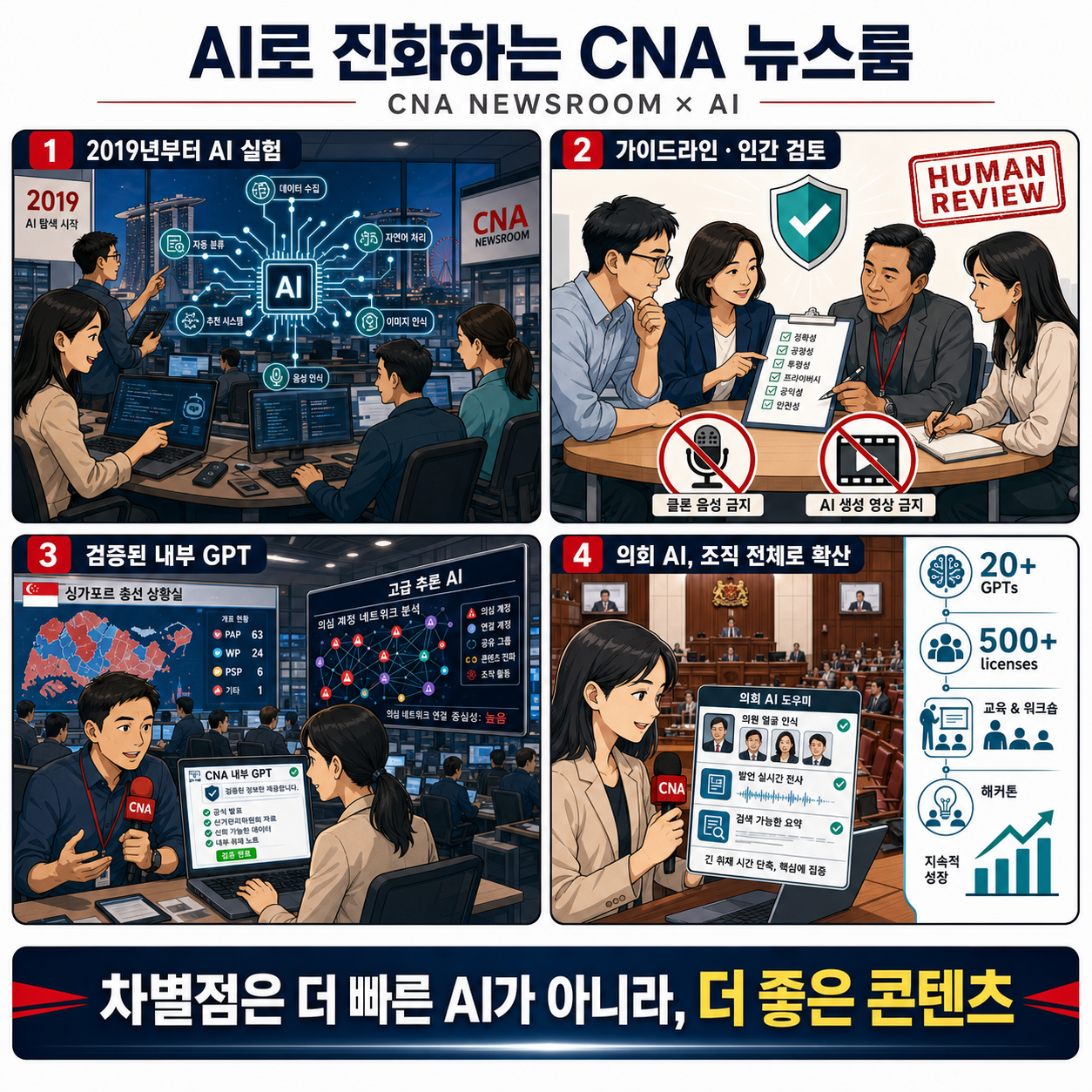 CNA is transforming its newsroom with AI 내용을 설명하는 본문 이미지