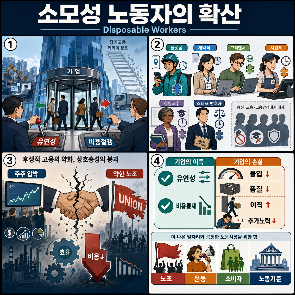 Companies’ use of ‘disposable workers’ is transforming employment 내용을 설명하는 본문 이미지