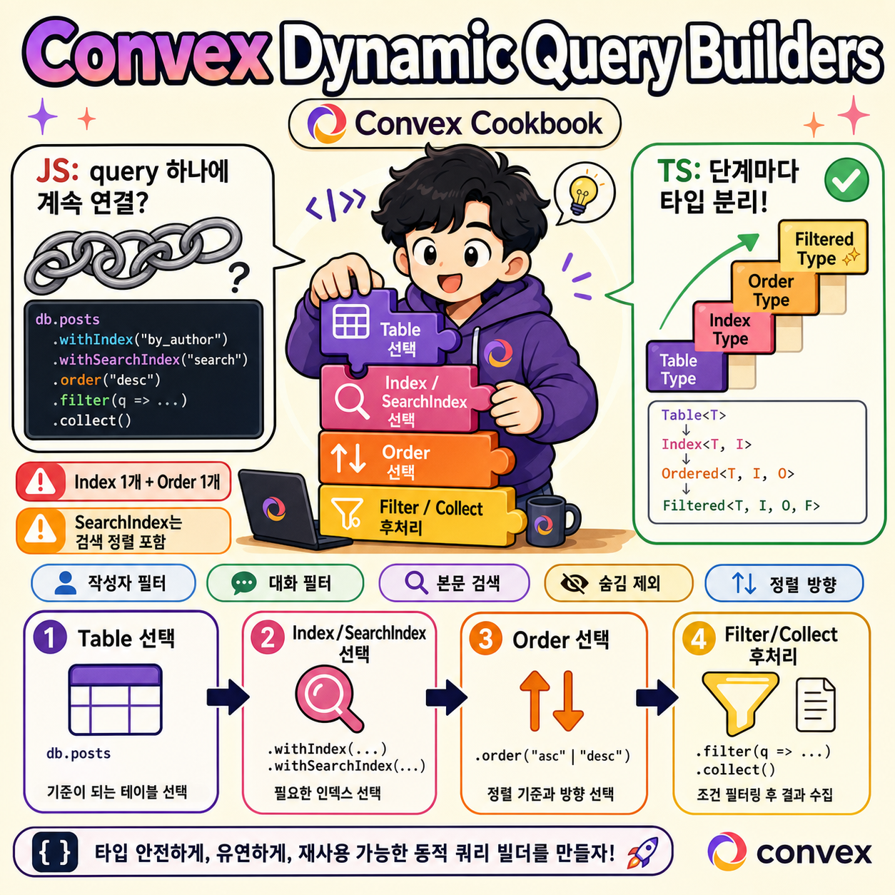 Convex Cookbook: Dynamic Query Builders 내용을 설명하는 본문 이미지